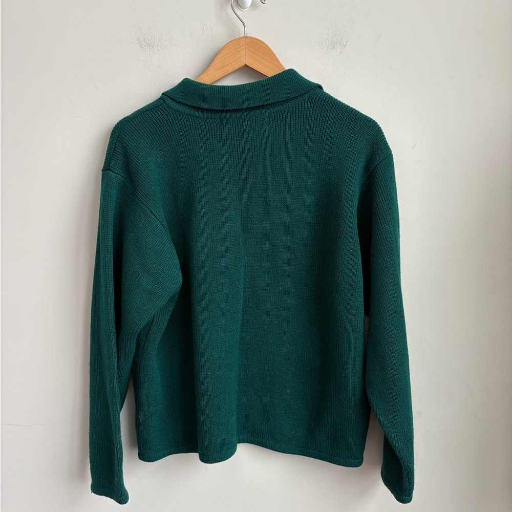 Crystal-Kobe Green Leaf Cardigan Sweater Size XL - Picture 3 of 4
